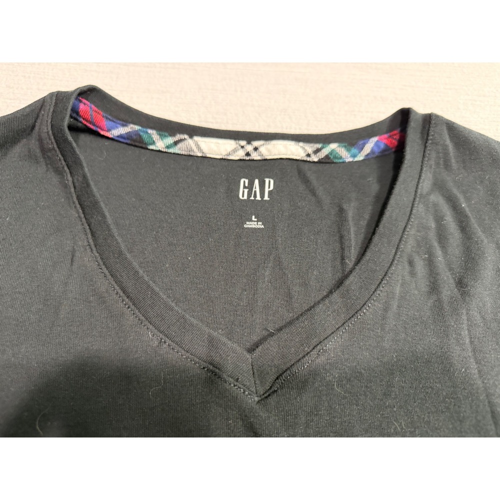 Gap Women's V-Neck Long Sleeve Top Black Cotton Modal Blend Size L GP006391 - Picture 2 of 11